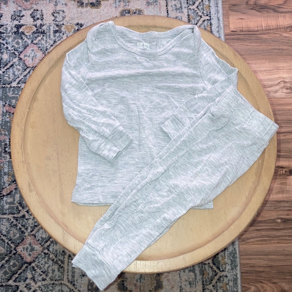 #51. Carter's - Light Heather Gray Two-Piece Pajama Set